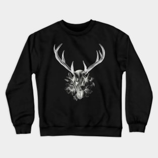 Deer Skull with Antlers in a Bed of Flowers and Lilys T-Shirt Crewneck Sweatshirt